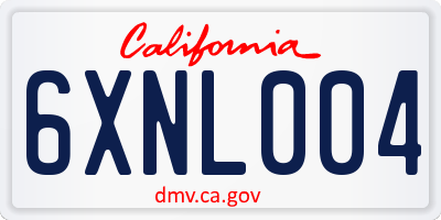 CA license plate 6XNL004
