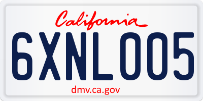 CA license plate 6XNL005