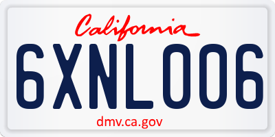 CA license plate 6XNL006