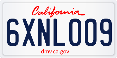 CA license plate 6XNL009