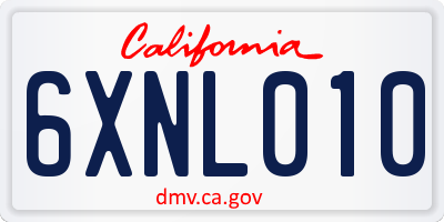 CA license plate 6XNL010