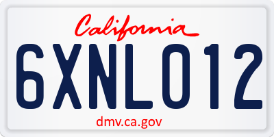 CA license plate 6XNL012