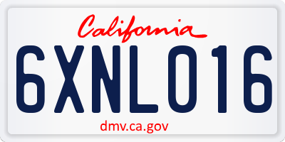 CA license plate 6XNL016