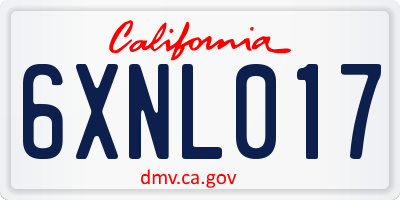 CA license plate 6XNL017
