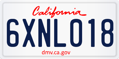 CA license plate 6XNL018