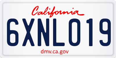 CA license plate 6XNL019