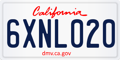 CA license plate 6XNL020