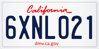 CA license plate 6XNL021