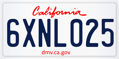 CA license plate 6XNL025