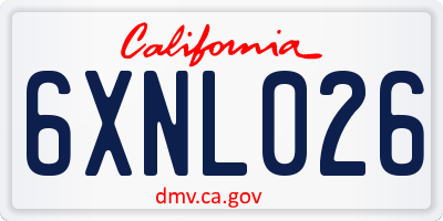 CA license plate 6XNL026
