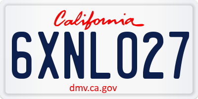 CA license plate 6XNL027