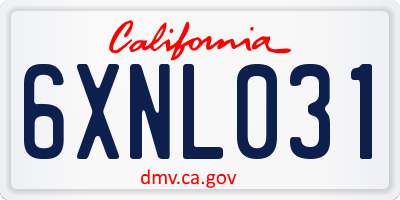 CA license plate 6XNL031