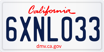 CA license plate 6XNL033