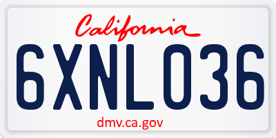 CA license plate 6XNL036