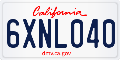 CA license plate 6XNL040
