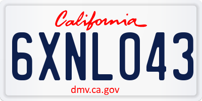 CA license plate 6XNL043