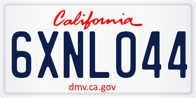 CA license plate 6XNL044