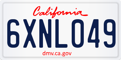 CA license plate 6XNL049