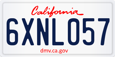 CA license plate 6XNL057