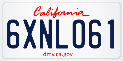 CA license plate 6XNL061