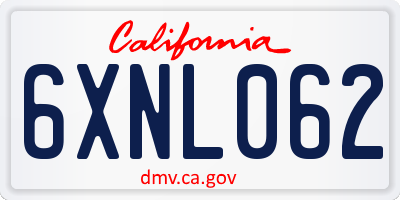 CA license plate 6XNL062