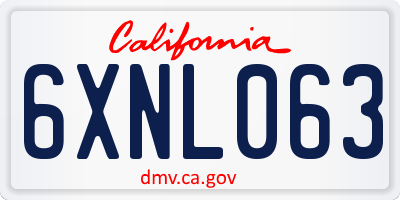 CA license plate 6XNL063