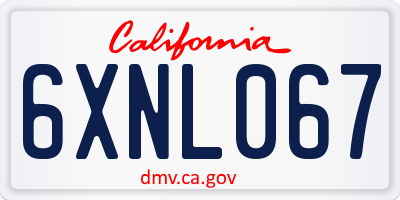 CA license plate 6XNL067