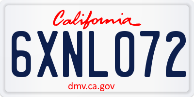 CA license plate 6XNL072