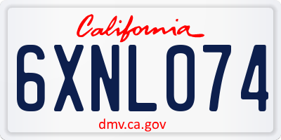 CA license plate 6XNL074