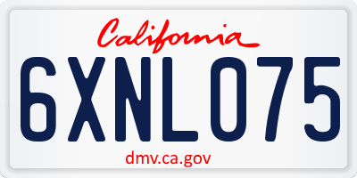 CA license plate 6XNL075