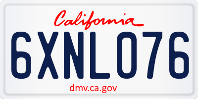 CA license plate 6XNL076