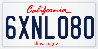 CA license plate 6XNL080