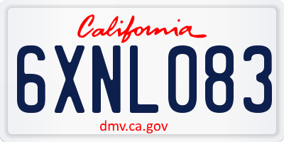 CA license plate 6XNL083