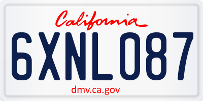CA license plate 6XNL087