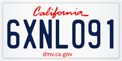 CA license plate 6XNL091