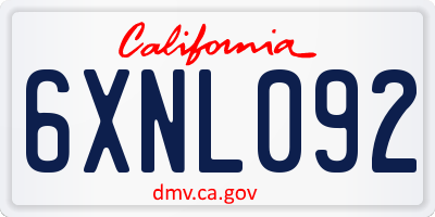 CA license plate 6XNL092
