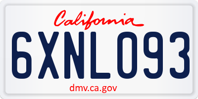 CA license plate 6XNL093