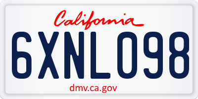 CA license plate 6XNL098