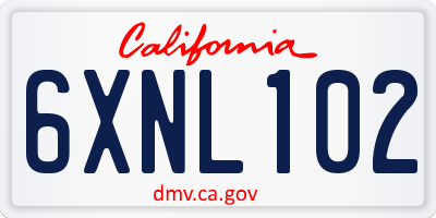 CA license plate 6XNL102