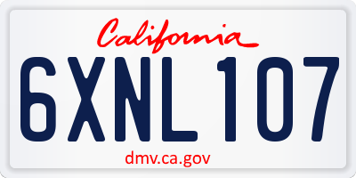 CA license plate 6XNL107