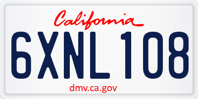 CA license plate 6XNL108