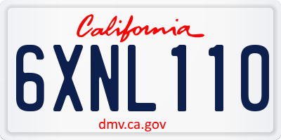 CA license plate 6XNL110