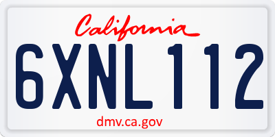 CA license plate 6XNL112