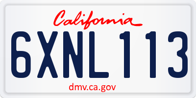 CA license plate 6XNL113
