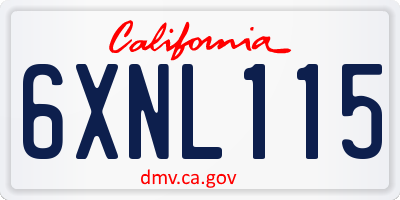 CA license plate 6XNL115