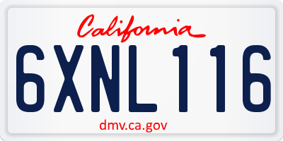 CA license plate 6XNL116