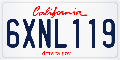 CA license plate 6XNL119