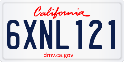 CA license plate 6XNL121