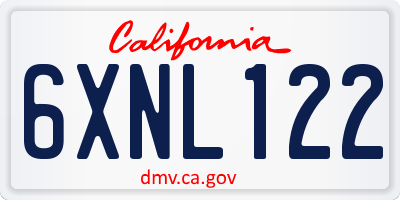 CA license plate 6XNL122