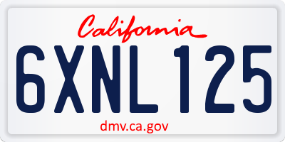 CA license plate 6XNL125